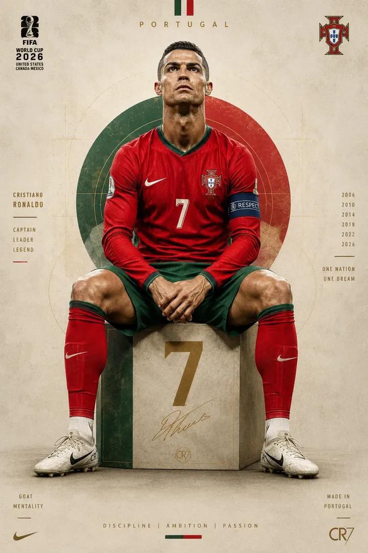 Ultra-detailed football portrait poster of a legendary Portu